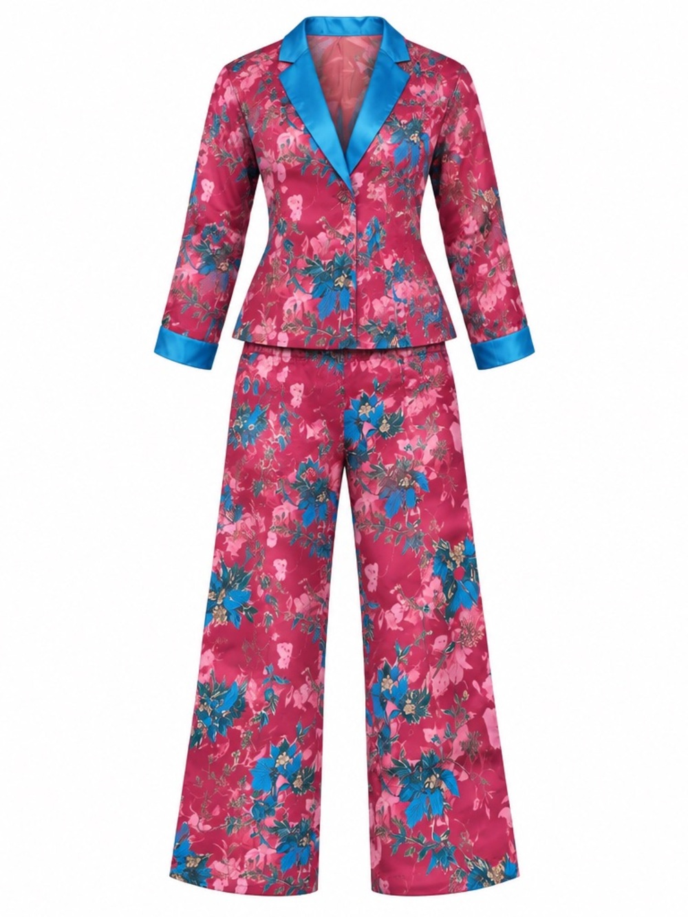 Women’s Suit Set Double Breasted Blazer and Wide Leg Pants Size M